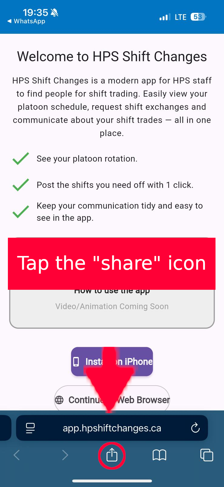 Tap the Share button